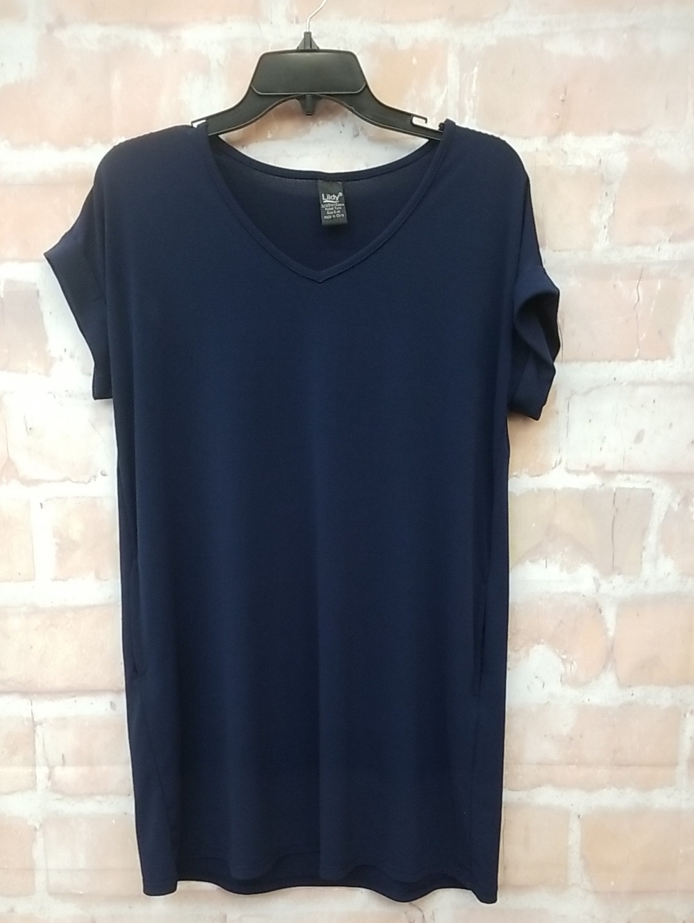 Lildy Women’s Navy V-Neck Short Sleeve Top - Unbranded
